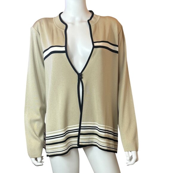 Exclusively Misook Cardigan Womens XL Beige Acrylic Long Sleeve Button Accent - Picture 1 of 5